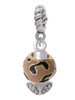 Wide Tan Cheetah Print - Gold Tone Spinners Rope Charm Bead Dangle