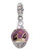 Hot Pink & Purple Wide Cheetah Print - Gold Tone Spinner Rope Charm Bead Dangle