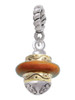Translucent Brown Center Gold Tone Spinner Rope Charm Bead Dangle