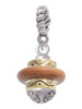 Tan Center Gold Tone Spinner Rope Charm Bead Dangle