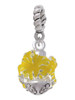 Hot Yellow Hibiscus Flowers Spinner Rope Charm Bead Dangle