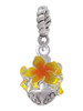 Hot Yellow and Orange Plumeria Flowers Spinner Rope Charm Bead Dangle