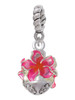 Hot Pink and Orange Plumeria Flowers Spinner Rope Charm Bead Dangle