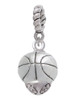 Antiqued Silver Tone Basketball Spinner Rope Charm Bead Dangle