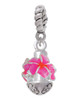 Hot Pink & Orange Plumeria Flowers Spinner Rope Charm Bead Dangle