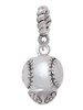 Silver Tone Baseball/Softball Spinner Rope Charm Bead Dangle
