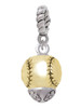 Gold Tone Baseball/Softball Spinner Rope Charm Bead Dangle
