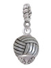 Silver Tone Volleyball Spinner Rope Charm Bead Dangle