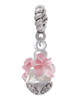 Soft Pink Plumerias - Silver Tone Spinner Rope Charm Bead Dangle