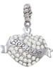 Believe Banner on Clear Crystal Heart Rope Charm Bead Dangle