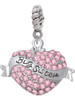 Big Sister Banner on Pink Crystal Heart Rope Charm Bead Dangle