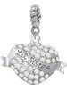 Lil Sister Banner on Clear Crystal Heart Rope Charm Bead Dangle