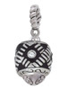 Diagonal Banded Barrel with Clear Crystals Spinner Rope Charm Bead Dangle