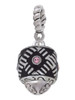 Diagonal Banded Barrel with Pink Crystals Spinner Rope Charm Bead Dangle