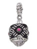 Diagonal Banded Barrel with Hot Pink Crystals Spinner Rope Charm Bead Dangle