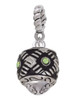 Diagonal Banded Barrel with Lime Green Crystals Spinner Rope Charm Bead Dangle