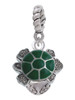 Green Enamel 2-D Turtle Spinner Rope Charm Bead Dangle