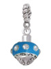 Hot Blue with Crystals Spinner Rope Charm Bead Dangle