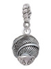 Silver Tone Feather Spinner Rope Charm Bead Dangle