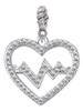 Large Clear Crystal Heart with Heartbeat Rope Charm Bead Dangle