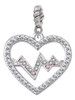 Large Clear Crystal Heart with AB Crystal Heartbeat Rope Charm Bead Dangle