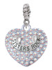 Sisters Rock on AB Crystal Heart Rope Charm Bead Dangle