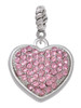 Large Rounded Light Pink Oktant Crystal Heart Rope Charm Bead Dangle