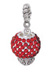Red Crystal Sparkle Spinner Rope Charm Bead Dangle