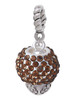 Brown Crystal Sparkle Spinner Rope Charm Bead Dangle