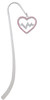 Large Pink Crystal Heart with Clear Heartbeat Charm Bookmark