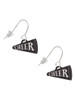 Acrylic 3/4" Black Cheer Megaphone French Earrings