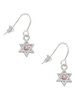 Mini Star of David with Pink Crystal French Earrings