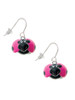 Resin Hot Pink & Black Ladybug Sweetie French Earrings
