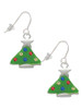 Green Resin Christmas Tree with Crystals French Earrings