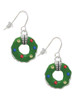 Green Resin Wreath with Crystals French Earrings