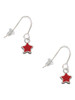Mini 2-D Red Star French Earrings