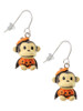 Resin Monkey in Pumpkin Costume French Earrings