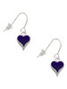 Small Long Purple Heart French Earrings