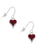 Small Long Maroon Heart French Earrings