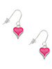 Small Long Hot Pink Heart French Earrings