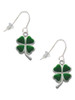 Green Four Leaf Clover with Heart Leaves French Earrings