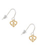Mini Gold Tone Heart Peace Sign French Earrings