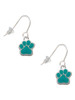 Small Teal Paw French Earrings