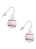Large White Enamel Baseball French Earrings