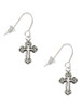 Antiqued Budded Cross French Earrings