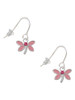 Pink Dragonfly with Crystal French Earrings