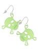 Acrylic Large Lime Green Skull French Earrings