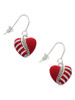 Striped Red Enamel Heart with Beaded Decoration French Earrings