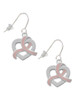 Heart Outline with Pink Ribbon Looping Through French Earrings