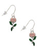 Pink Rose Flower French Earrings